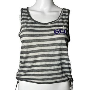 Venley Horizontal Striped GCU Cropped Tank Top Grey Size Small